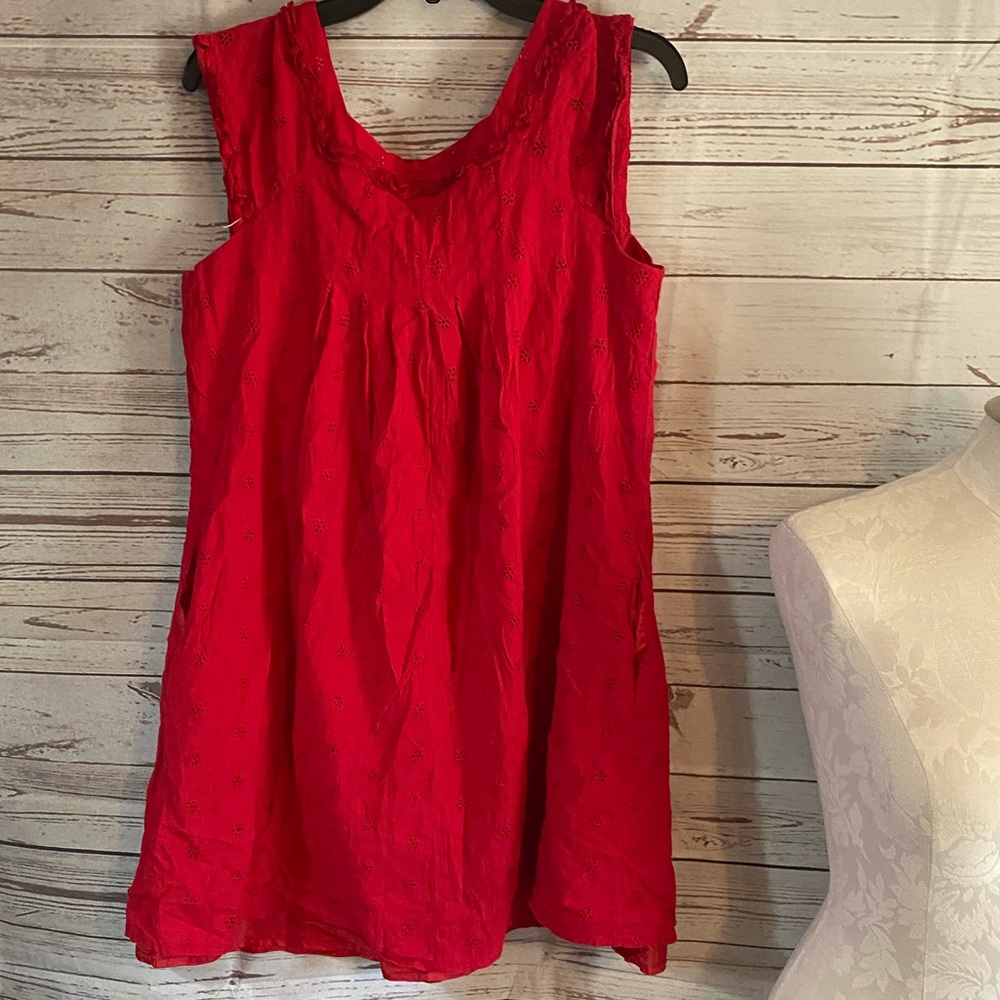 Kim Rogers red eyelet summer dress size 10 💜
